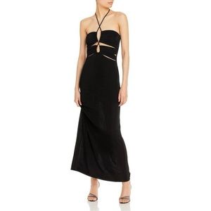 Fore Cut-out Maxi Ruched Halter Dress